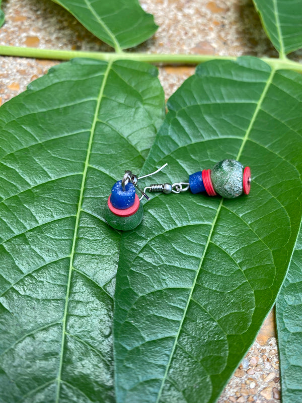 Green beaded earrings